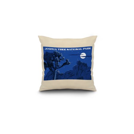 Joshua Tree National Park, California - Night Scene - WPA - Lantern Press Artwork (16x16 Spun Polyester Pillow, White Border)