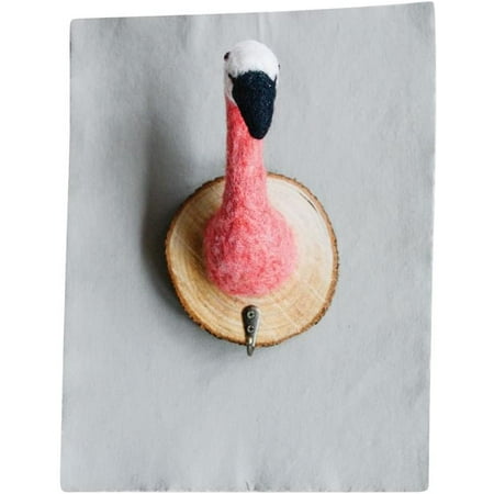 Creative Co-op Wool Felt Flamingo Wall Hook w/ Wood Base 
Creative Co-op Wool Felt Flamingo Wall Hook w/ Wood Base