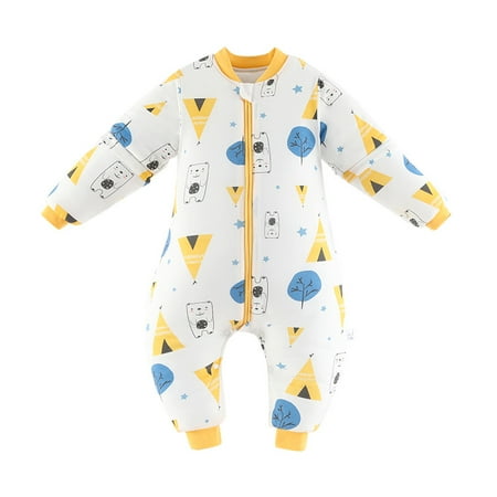 Neonatal thickened warm and kick - proof children s cotton pajamas