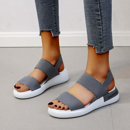 Homadles Women s Nature Sandals- Beach Thick Sole flats Sandals Gray Size 7.5