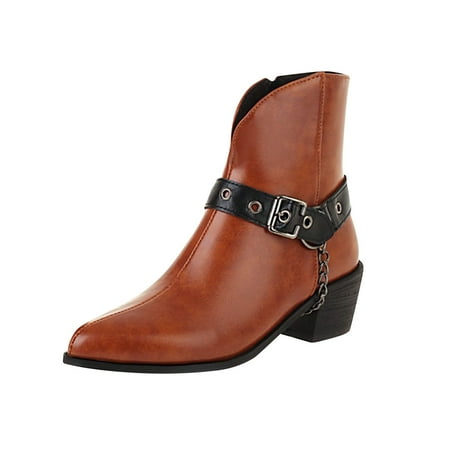 Boots for Women Clearance Deals! Verugu Western Cowboy Low Heel Comfort Bootie Ankle Boots for Women Women s Thick Heel Winter Belt Buckle Metal Chain Side Zipper Ankle Boots Yellow 37
Boots for Women Clearance Deals! Verugu Western Cowboy Low Heel Comfort Bootie Ankle Boots for Women Women s Thick Heel Winter Belt Buckle Metal Chain Side Zipper Ankle Boots Yellow 37