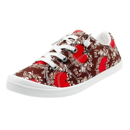Women Shoes Casual Valentine s Day Love Printed Sports Shoes Canvas Fashion Casual Shoes