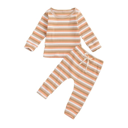 Calsunbaby 2Pcs Kids Baby Boys Girls Knitted Outfits Long Sleeve Striped T-shirt Top Elastic Waist Drawstring Trousers Suit
Calsunbaby 2Pcs Kids Baby Boys Girls Knitted Outfits Long Sleeve Striped T-shirt Top Elastic Waist Drawstring Trousers Suit