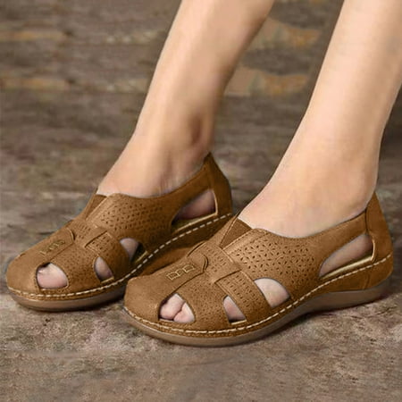 ZHELIYO Women s sandals Women s Summer Hollow Solid Color Retro Low-Top Roman Casual Wedge Sandals Brown 7.5
ZHELIYO Women s sandals Women s Summer Hollow Solid Color Retro Low-Top Roman Casual Wedge Sandals Brown 7.5