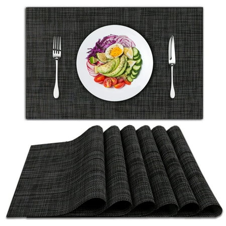 Placemats Set of 6 Woven Placemats for Dining Table Heat-Resistant Placemats Stain Resistant Anti-Skid Washable PVC Table Mats Vinyl Placemats for Kitchen Restaurant Table Black
Placemats Set of 6 Woven Placemats for Dining Table Heat-Resistant Placemats Stain Resistant Anti-Skid Washable PVC Table Mats Vinyl Placemats for Kitchen Restaurant Table Black