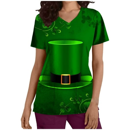 muxika St. Patrick s Day Women s Short Sleeve V-Neck Scrub Tops Working Uniform Printing Pocket Blouse Tops
muxika St. Patrick s Day Women s Short Sleeve V-Neck Scrub Tops Working Uniform Printing Pocket Blouse Tops