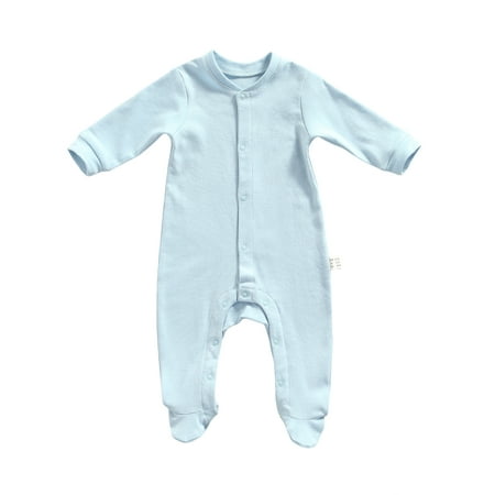 Ehfomius Baby Footed Rompers Pajamas Long Sleeve Button Down Jumpsuits
