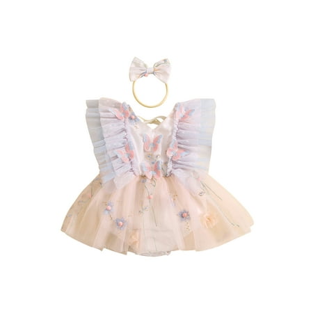 Bangyeer Newborn Baby Girls Romper Dress Butterfly Floral Fly Sleeve Mesh Skirt Hem Bodysuits + Headband
Bangyeer Newborn Baby Girls Romper Dress Butterfly Floral Fly Sleeve Mesh Skirt Hem Bodysuits + Headband