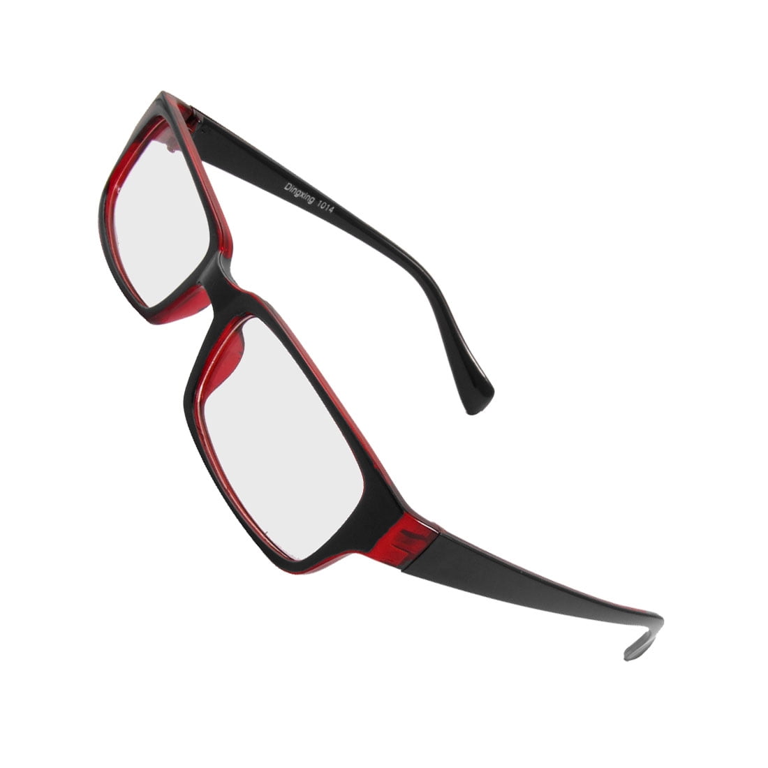 Unisex Black Burgundy Plastic Frame Arms Clear Lens Plano Glasses