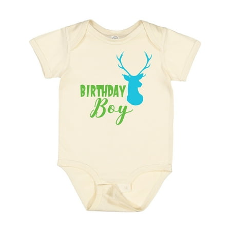 Inktastic Birthday Boy Deer Head Deer Antlers Gift Baby Boy Bodysuit