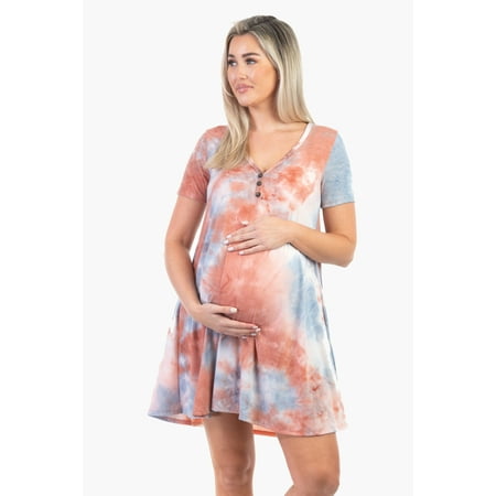 

Women s Maternity Short Sleeve Nightgown with Button Accent