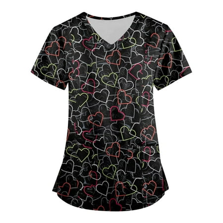 Sksloeg Scrub Top for Women Summer Heart Printed Tops Nursing Working Uniform Short Sleeve T-Shirts with Pockets Black XL
Sksloeg Scrub Top for Women Summer Heart Printed Tops Nursing Working Uniform Short Sleeve T-Shirts with Pockets Black XL