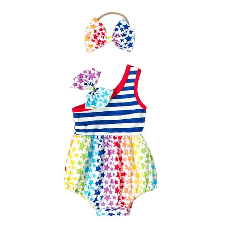 xkwyshop 4th of July Baby Girl Summer Clothes Stars Stripes One-shoulder One Piece Rompers Summer Jumpsuit with Headband 0-3 Months
xkwyshop 4th of July Baby Girl Summer Clothes Stars Stripes One-shoulder One Piece Rompers Summer Jumpsuit with Headband 0-3 Months