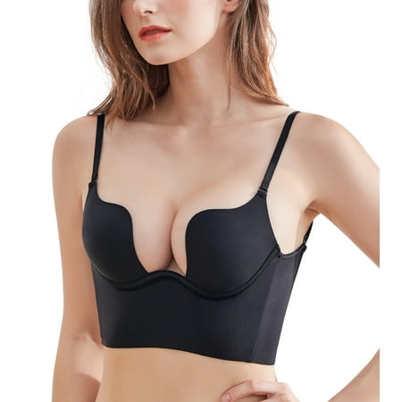 Exclare Women s Plunge Deep Backless Bra Push Up Multiway Seamless Low Cut Bra(Black 34C)
Exclare Women s Plunge Deep Backless Bra Push Up Multiway Seamless Low Cut Bra(Black 34C)