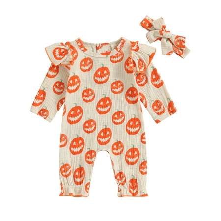 Newborn Baby Girls Casual Crew Neck Romper Long Sleeve Pumpkin Print Jumpsuit with Headband
Newborn Baby Girls Casual Crew Neck Romper Long Sleeve Pumpkin Print Jumpsuit with Headband