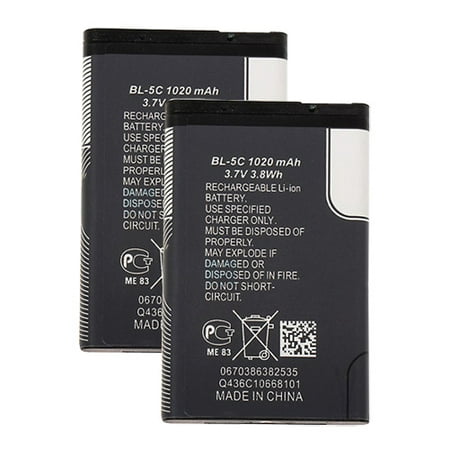 Replacement Battery for Nokia BL-5J (2 Pack)