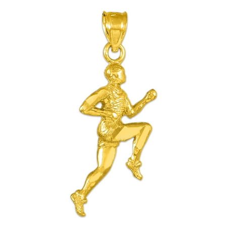 10k Yellow Gold Runner Necklace Pendant Charm
