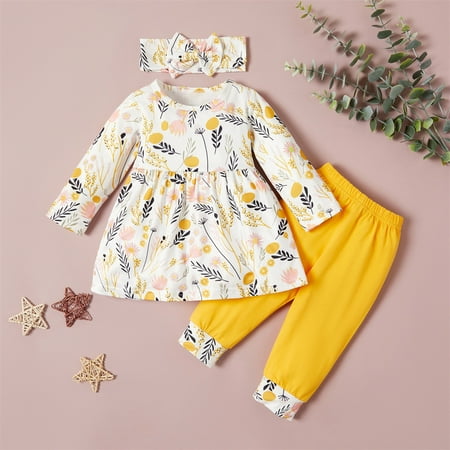 3-24 M Infant Toddler Baby Girl Clothes Spring Fall Outfits 3PCS Ruffle Floral Top+Pants+Headband Set Yellow-1 9-12 Months
3-24 M Infant Toddler Baby Girl Clothes Spring Fall Outfits 3PCS Ruffle Floral Top+Pants+Headband Set Yellow-1 9-12 Months