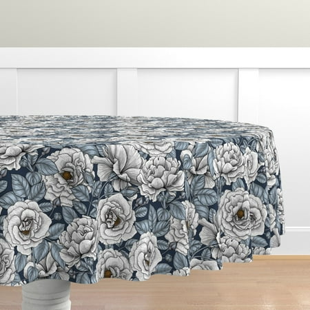 Cotton Sateen Tablecloth 70 Round - White Roses Navy Flower Leaves Bloom Floral Print Custom Table Linens by Spoonflower
Cotton Sateen Tablecloth 70 Round - White Roses Navy Flower Leaves Bloom Floral Print Custom Table Linens by Spoonflower