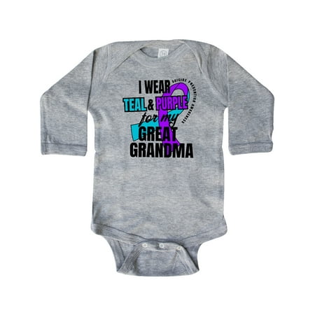 Inktastic Suicide Prevention I Wear Teal and Purple For My Great Grandma Gift Baby Boy or Baby Girl Long Sleeve Bodysuit
Inktastic Suicide Prevention I Wear Teal and Purple For My Great Grandma Gift Baby Boy or Baby Girl Long Sleeve Bodysuit