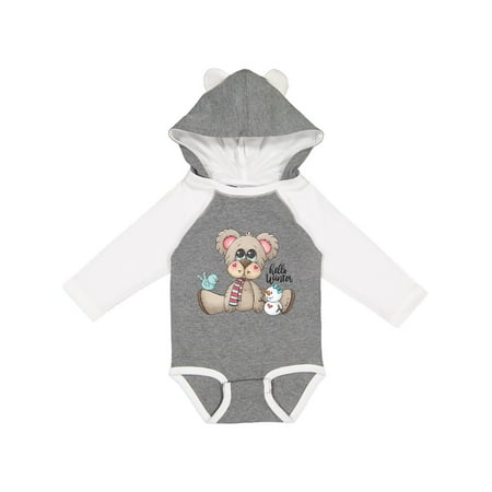 Inktastic Hello Winter Teddy Bear Gift Baby Boy Long Sleeve Bodysuit