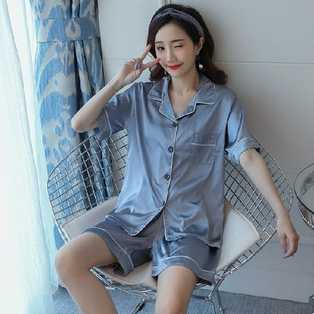 PIKADINGNIS Spring Summer New Women Pajamas Set Faux Silk Satin Pyjama Short Sleeve Two Piece Sleepwear Top Nightwear Set New Homewear Cloth
PIKADINGNIS Spring Summer New Women Pajamas Set Faux Silk Satin Pyjama Short Sleeve Two Piece Sleepwear Top Nightwear Set New Homewear Cloth