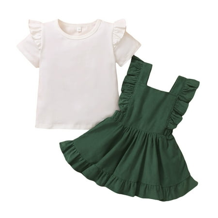 3T Baby Girl Clothes Baby Girl Outfits Ruffle Short Sleeve Shirt Tops Strap Dress 2PCS Set 2-3T Girls Strap Skirt Outfits Green
3T Baby Girl Clothes Baby Girl Outfits Ruffle Short Sleeve Shirt Tops Strap Dress 2PCS Set 2-3T Girls Strap Skirt Outfits Green