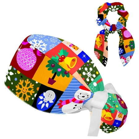 Working Cap with Buttons and Sweatband Scrub Hat Bouffant Caps with Scrunchie Christmas Tie Back Hats
Working Cap with Buttons and Sweatband Scrub Hat Bouffant Caps with Scrunchie Christmas Tie Back Hats