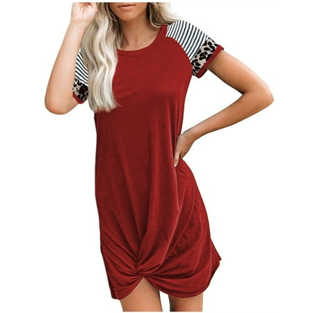 Red Dresses for Women Wedding Dress Women Fashion Sexy Casual Splicing O-Neck Short Sleeve Leopard Stripe Dress Sundresses for Women Maxi Dress Savings Clearance Deals Red XL
Red Dresses for Women Wedding Dress Women Fashion Sexy Casual Splicing O-Neck Short Sleeve Leopard Stripe Dress Sundresses for Women Maxi Dress Savings Clearance Deals Red XL