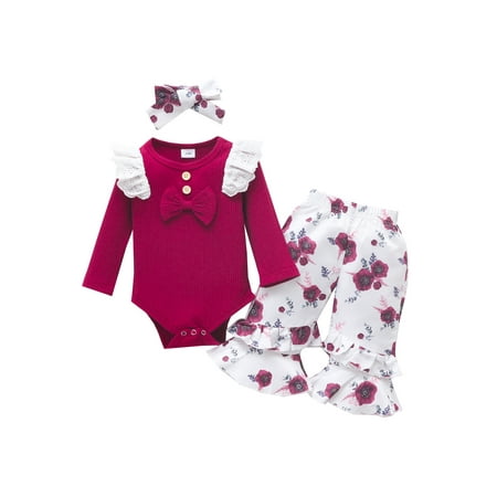 Gureui Kids Baby Girls Fall Outfits Long Sleeve Ribbed Ruffle Romper + Pants + Headband 3Pcs Clothes Set
Gureui Kids Baby Girls Fall Outfits Long Sleeve Ribbed Ruffle Romper + Pants + Headband 3Pcs Clothes Set