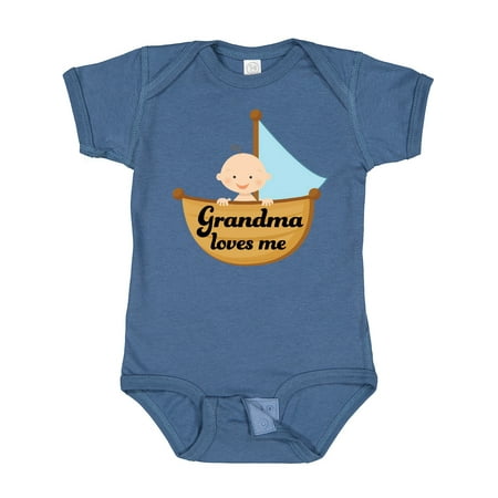 Inktastic Grandma Loves Me Grandchild Gift Baby Boy Bodysuit