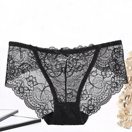 Women Lace Briefs Triangle Panties Breathable Thin Briefs Low Waist Thongs Half Coverage Panties Seamless Briefs Women Night Underwear