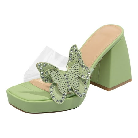 Sandals Womens Thick High Heeled Slippers Transparent Butterfly High Heeled Rhinestone Thick Heeled Slippers Shoes
Sandals Womens Thick High Heeled Slippers Transparent Butterfly High Heeled Rhinestone Thick Heeled Slippers Shoes