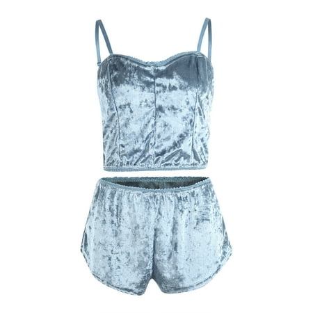 Genuiskids Womens Velvet Sexy Underwear Satin Pajamas Lingerie Set Crop Tops Sleeveless Camisole with Shorts 2 Piece Sleepwear Set
Genuiskids Womens Velvet Sexy Underwear Satin Pajamas Lingerie Set Crop Tops Sleeveless Camisole with Shorts 2 Piece Sleepwear Set