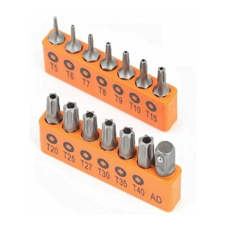 14 Piece Tamper Resistant Star Bits Security Torx Bit Set Hex S2 Steel T5 to T40
14 Piece Tamper Resistant Star Bits Security Torx Bit Set Hex S2 Steel T5 to T40