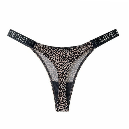 PERZOE Briefs Women Thong Low Waist Leopard Print Breathable Shiny Rhinestone T-Back Anti-septic High Fork T-Shaped Letter Print Lady Briefs for Inner Wear
PERZOE Briefs Women Thong Low Waist Leopard Print Breathable Shiny Rhinestone T-Back Anti-septic High Fork T-Shaped Letter Print Lady Briefs for Inner Wear