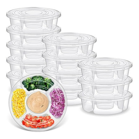 STAFIH 12 Pcs Round Appetizer Serving Trays With Lids 5 Compartment Container Fruit Vegetable Divided Storage Organizer
STAFIH 12 Pcs Round Appetizer Serving Trays With Lids 5 Compartment Container Fruit Vegetable Divided Storage Organizer