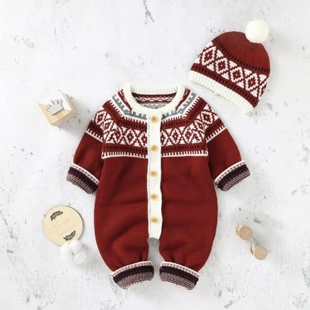 Patgoal Newborn Baby Knitted Sweater Jumpsuits Autumn Christmas Sweater With Hat Outfits Long Sleeve Overalls Soft Warm Romper Wear
Patgoal Newborn Baby Knitted Sweater Jumpsuits Autumn Christmas Sweater With Hat Outfits Long Sleeve Overalls Soft Warm Romper Wear