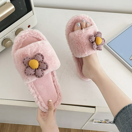 Cathalem Women s Indoor Outdoor Slippers Womens Winter Slippers Indoor Home Cute Flower Animal Lightweight S for Women Slippers Pink 8