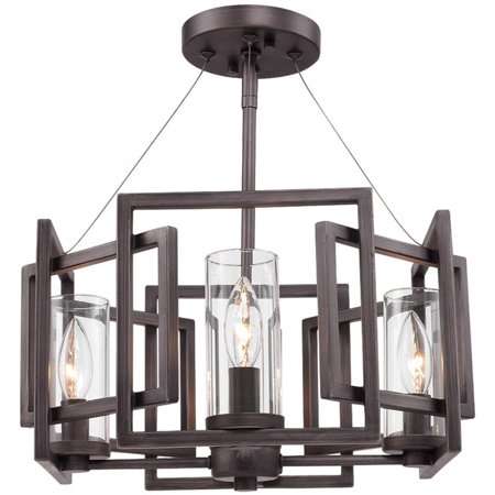 Beaumont Lane Convertible Clear Glass Semi Flush in Gunmetal Bronze