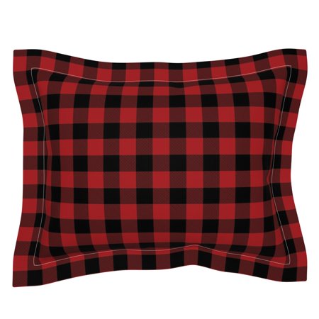 Buffalo Check Gingham Christmas Red And Black Checker Pillow Sham by Roostery