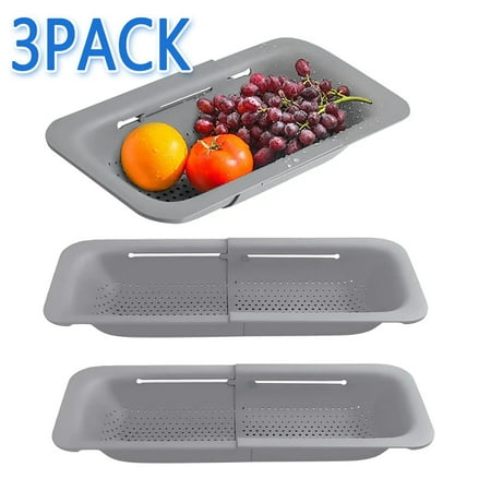 3Pcs Sink Strainer Basket Drying Rack Adjustable Over the Sink Colander Vegetables Drain Basket Kitchen Tools(Grey)
3Pcs Sink Strainer Basket Drying Rack Adjustable Over the Sink Colander Vegetables Drain Basket Kitchen Tools(Grey)