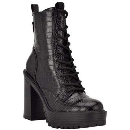 Guess Womens Kaniela Faux Leather Block Heel Ankle Boots