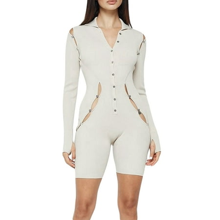 Ma&Baby Women s Sexy Bodysuits Lapel Romper Deep V Neck Button Down Hollow Out One Piece Bodycon Jumpsuit
Ma&Baby Women s Sexy Bodysuits Lapel Romper Deep V Neck Button Down Hollow Out One Piece Bodycon Jumpsuit