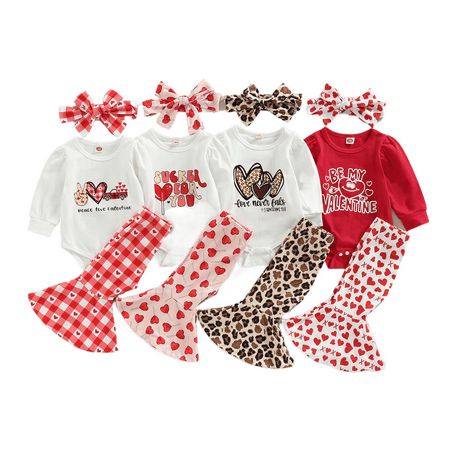 3Pcs Infant Outfit Baby Girl Valentine s Day Clothes Set Long Sleeve Letter Print Jumpsuit+Heart Print Flared Pant+Headband 0-24M
3Pcs Infant Outfit Baby Girl Valentine s Day Clothes Set Long Sleeve Letter Print Jumpsuit+Heart Print Flared Pant+Headband 0-24M