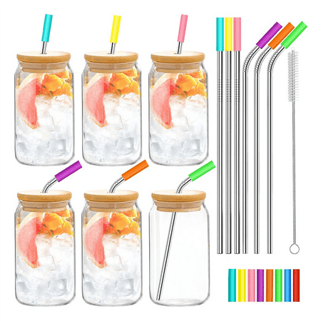 Chamat Beer Can Glass Cups with Lids and Straws - Iced Coffee Glasses 16 Oz Can Shaped Glass Cups Beer Glasses Drinking 6Pcs
Chamat Beer Can Glass Cups with Lids and Straws - Iced Coffee Glasses 16 Oz Can Shaped Glass Cups Beer Glasses Drinking 6Pcs