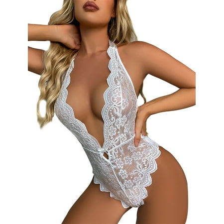 Glonme Ladies Babydoll Lace Lingerie Halter Neck Sexy Bodysuit One Piece Women Backless Crotchless Mini Floral White 2XL
Glonme Ladies Babydoll Lace Lingerie Halter Neck Sexy Bodysuit One Piece Women Backless Crotchless Mini Floral White 2XL