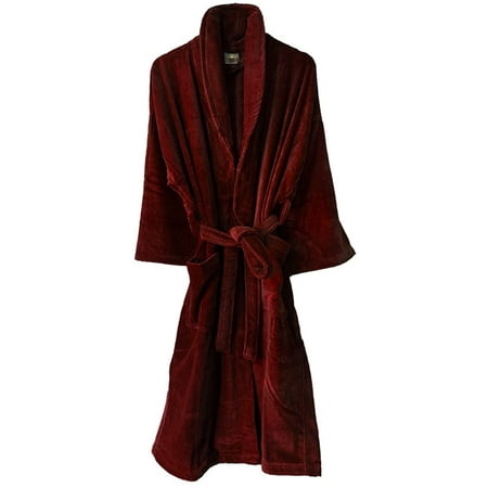 Royal Comfort 2 Luxurious Spa Bath Robes Shawl 100% Cotton 3.5 Lb (Burgundy)