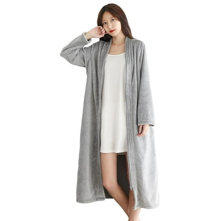 Women s Fleece Soft Zip Up Front Bathrobe