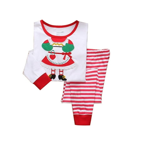 Little Girls Boys Long Sleeve Christmas Pajamas Sets 100% Cotton Pjs Kids Holiday